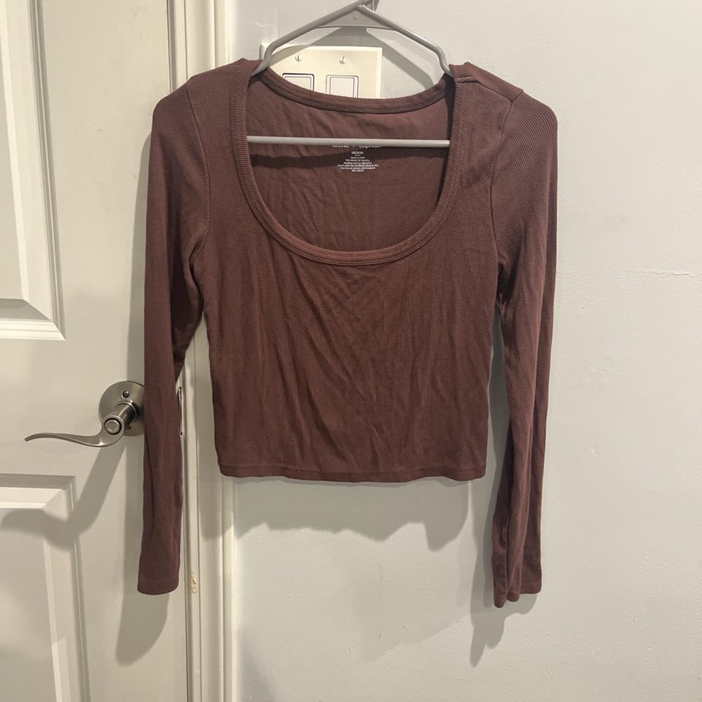 Target Purple Fitted Crop Blouse Long Sleeve